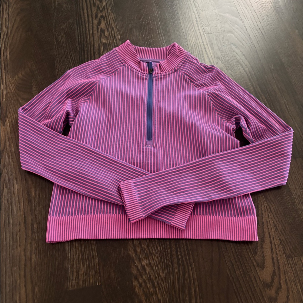 Lululemon Pink and Purple Striped Quarter-Zip Pullover